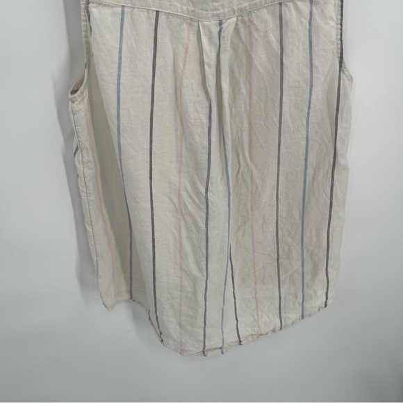C&C California Striped Linen Button Sleeveless Top White Blue Size small - Picture 8 of 9